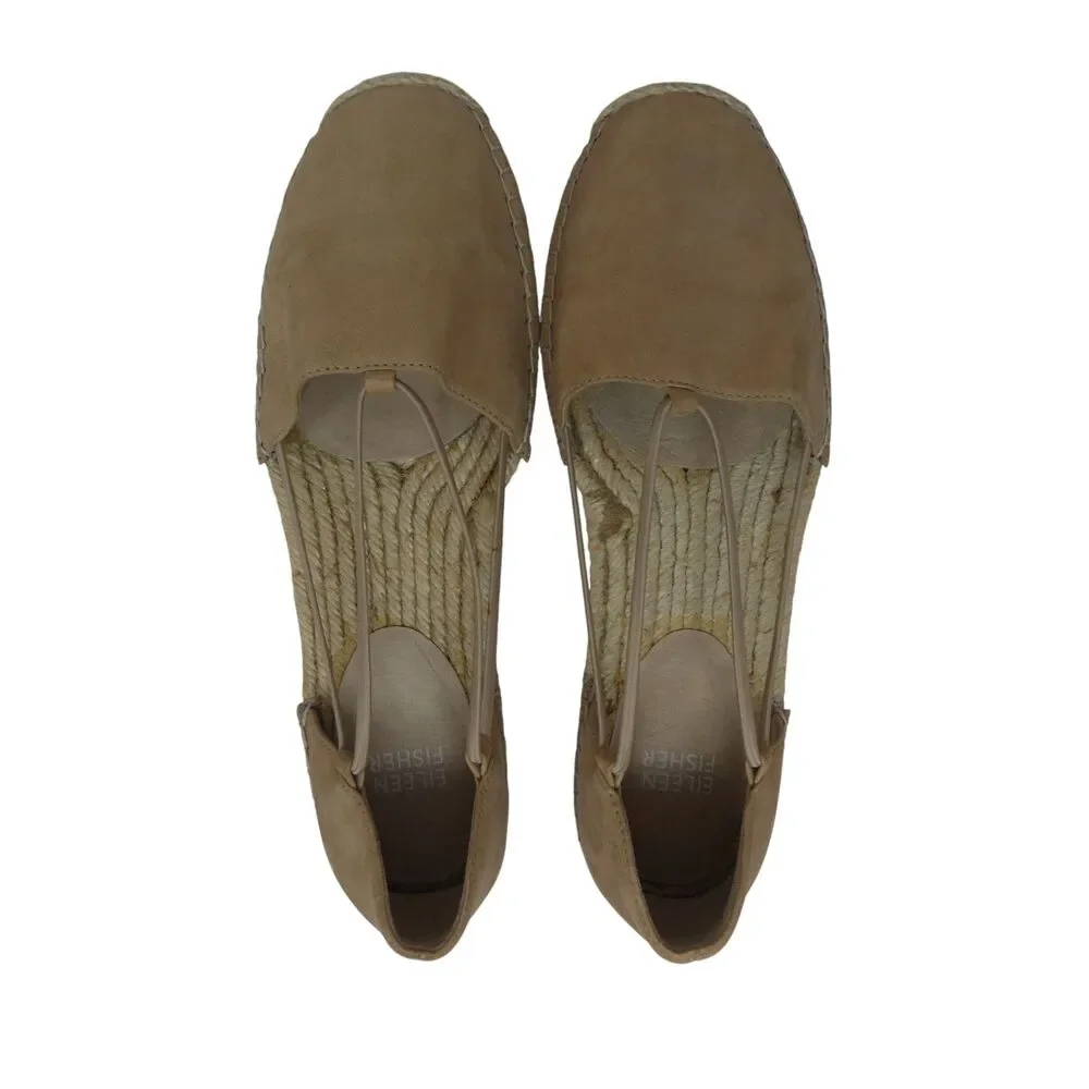 Eileen Fisher Lee Tan Suede Espadrille Flats Sandals
